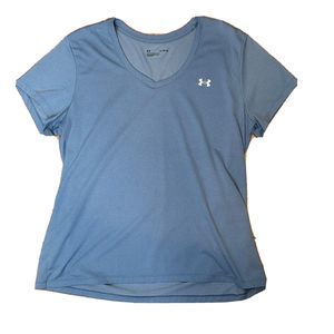 Women's Under Armour Top XL Loose Blue Short Sleeve T-Shirt Athletic Quick Dry